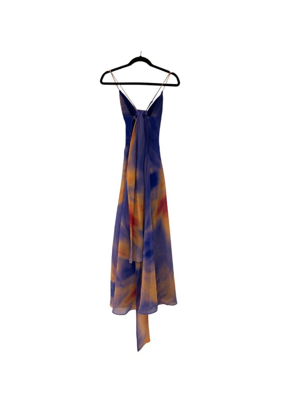 Zara Womens Long Dress Medium Tie Dye Purple orange with Scarf 8221/119 NWT - Picture 4 of 14